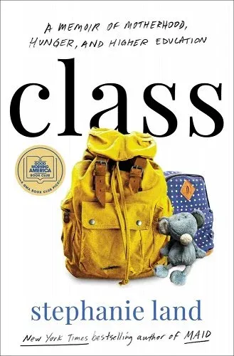 Book cover with image of adult backpack, child's backpack and stuffed toy
