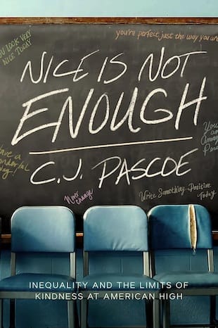 Book cover with title written in chalk above three tattered chairs